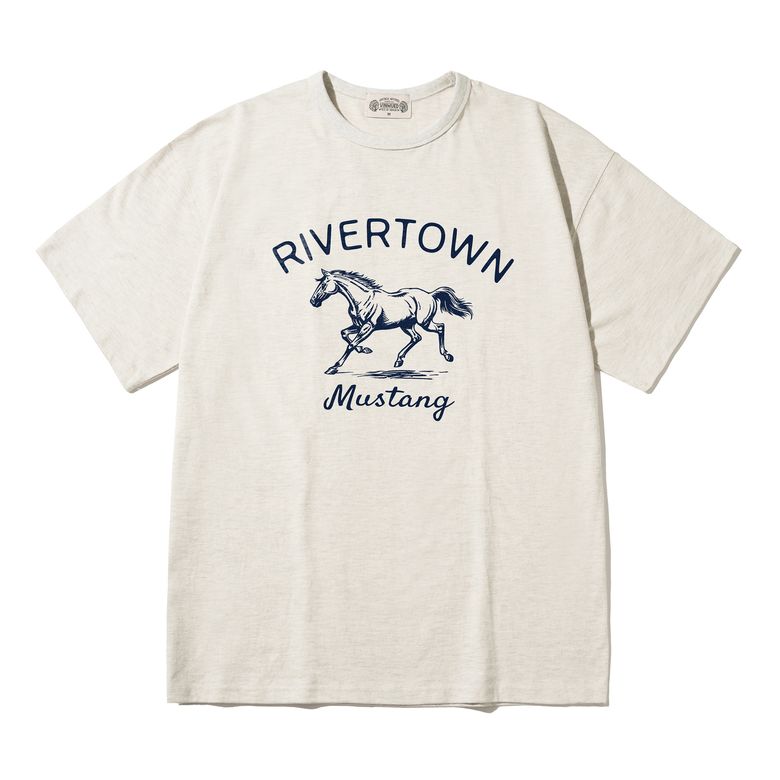 Rivertown Mustang 리버타운 머스탱 오트밀 세미오버핏 티셔츠