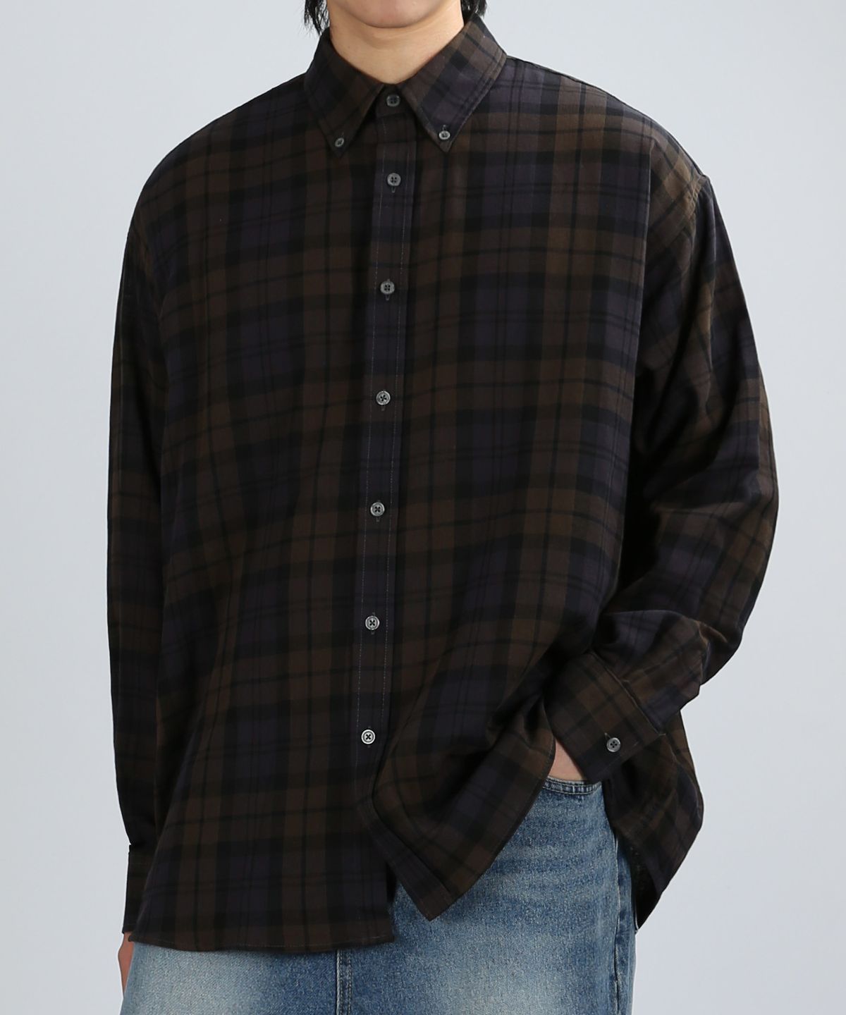 베리베인(VERYVAIN) TARTAN OVER SHIRTS (BROWN)