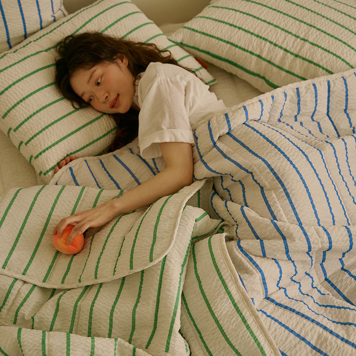 보웰(BOWELL) [BWTZ] 스트라이프 삼베 시어서커 얇은 차렵이불 S/SS Q