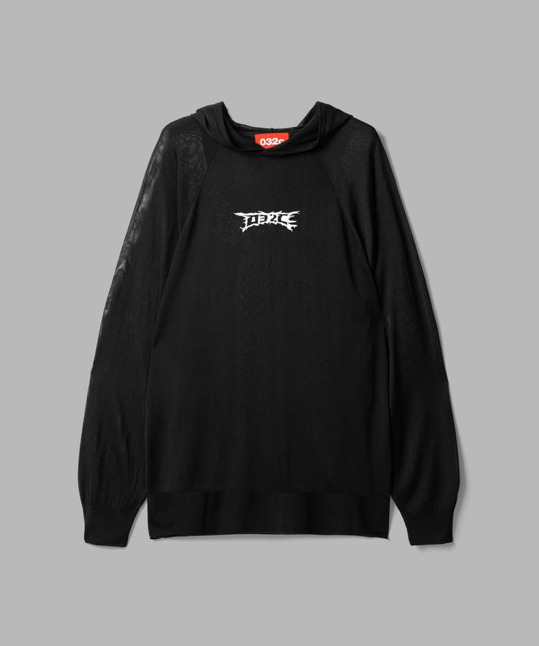 (U) 너브 세터 후디드 니트 블랙 NERVE SHATTER TRANSLUCENT HOODED KNIT BLACK