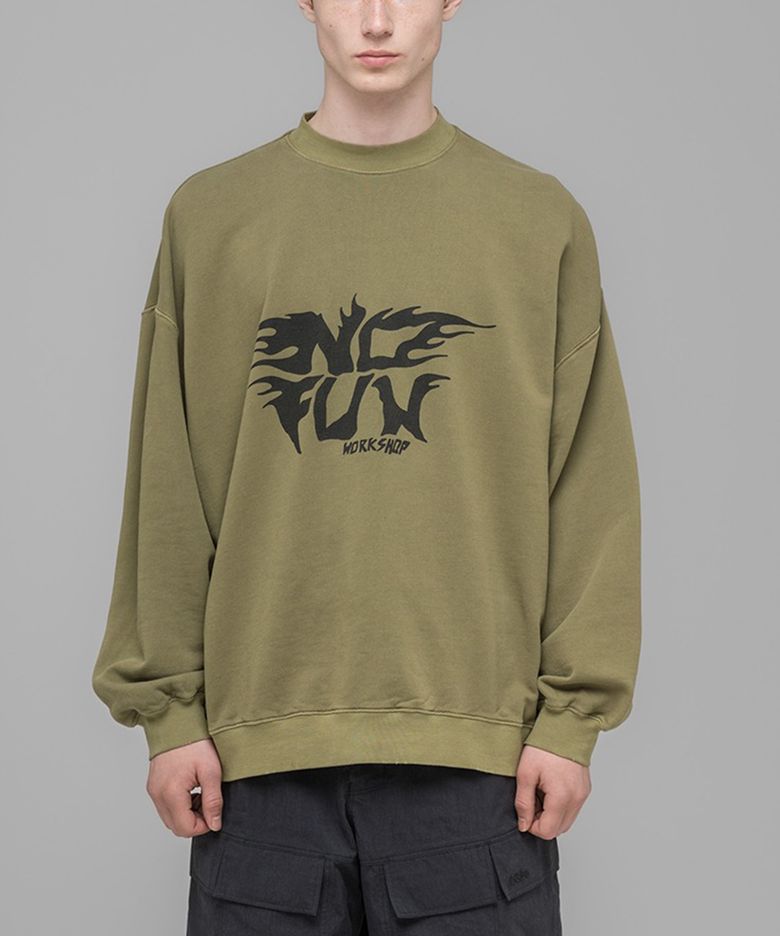(U) 노 펀 오버사이즈드 크루넥 페이디드 다크 그린 NO FUN OVERSIZED CREWNECK FADED DARK GREEN