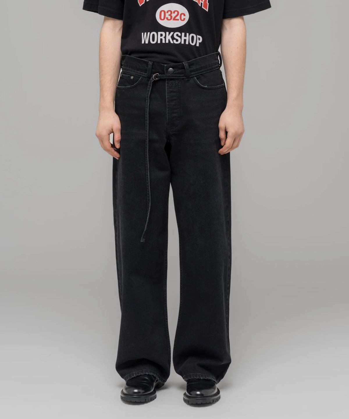 032씨(032C) (U) 다운 투 어스 와이드 레그 진 워시드 블랙 DOWN TO EARTH WIDE LEG JEAN WASHED BLACK