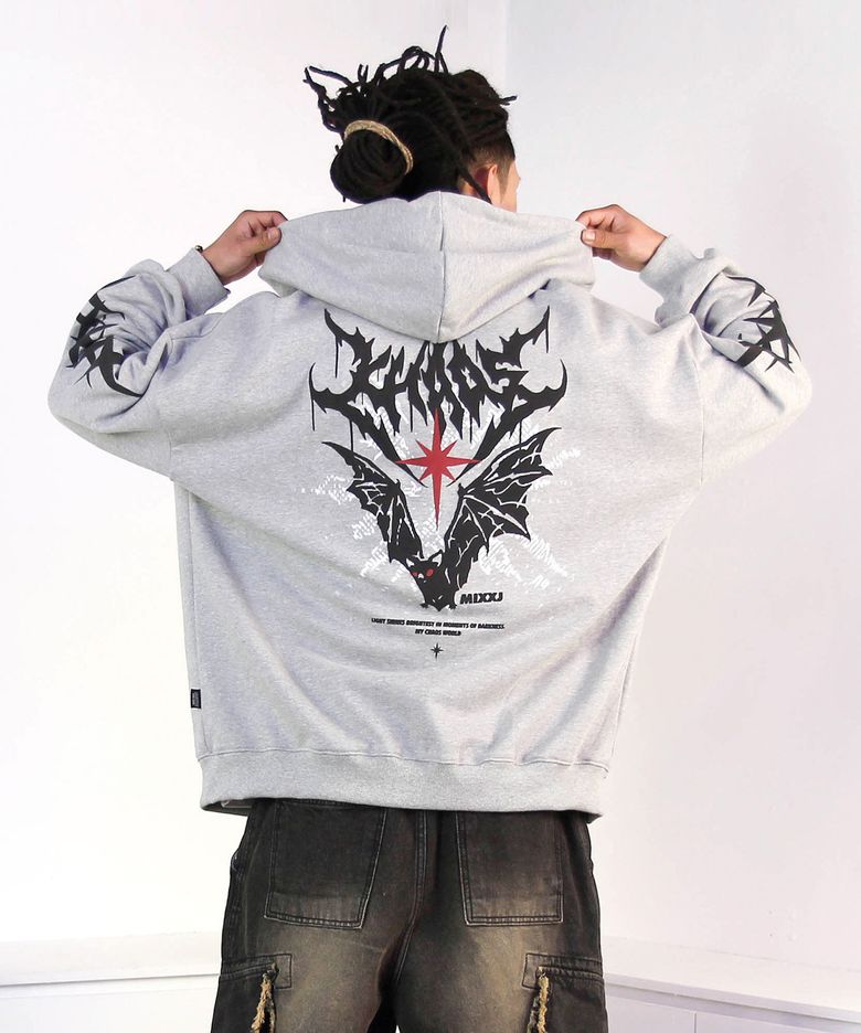 BAT HOOD ZIP-UP (GRAY)