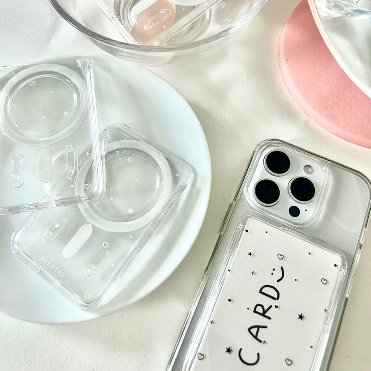 에잇클로드(8CLOTHE) 별사탕 맥세이프 업다운 카드 수납 포켓  투명 케이스