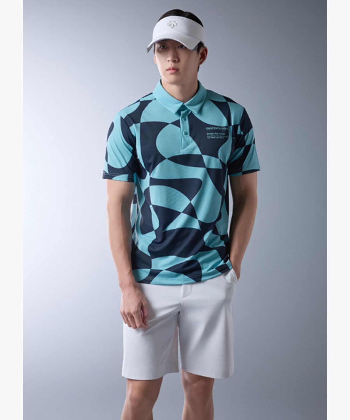 데상트 골프(DESCENTE GOLF) 남성 골지 프린트 반팔 티셔츠 (DQ22MFTS5A)