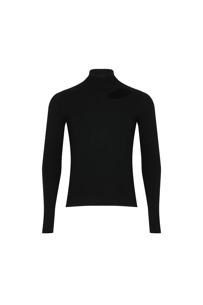 Slit Cut-Out highneck knit 슬릿 컷-아웃 하이넥 니트 블랙