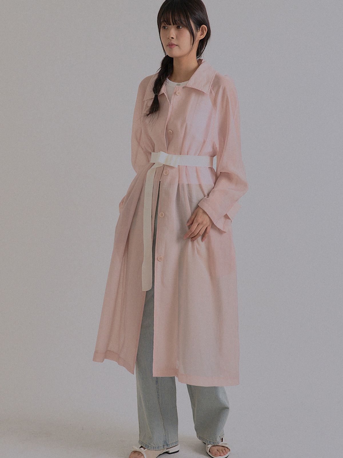 쏘리, 투 머치 러브(SORRY, TOO MUCH LOVE) New Spring See-Through Trench Coat_Pink