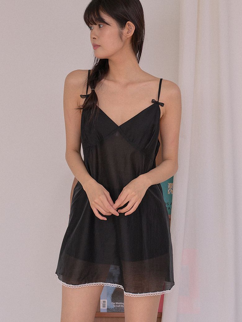 Ethereal Lace Bustier Sheer Dress_Black