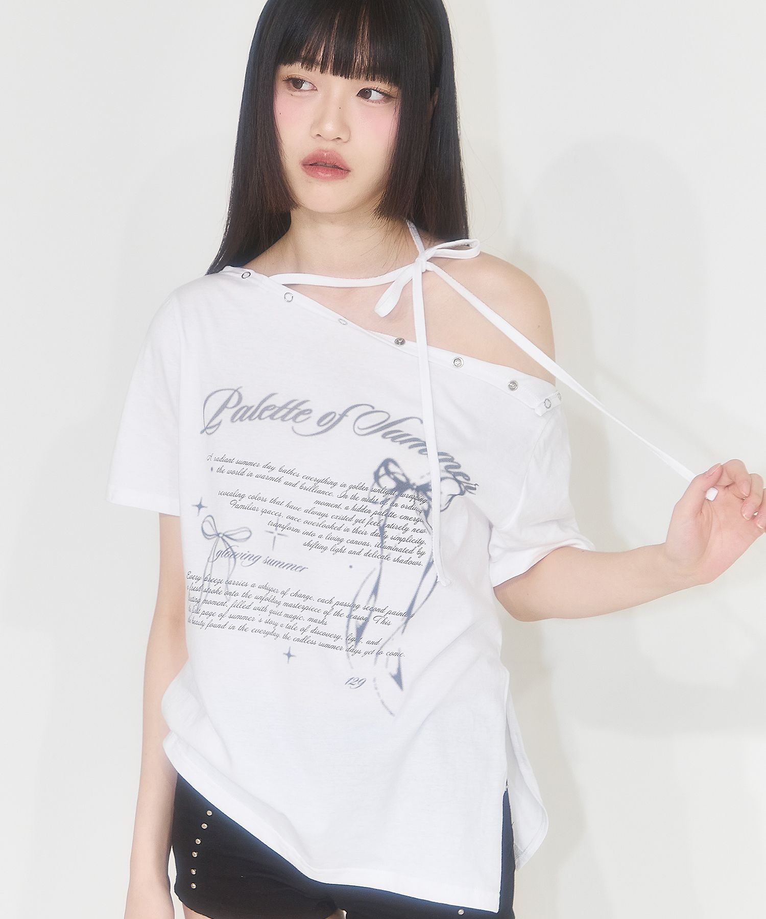 ★ILLIGO★ SNAP ONE SHOULDER OVERFIT T-SHIRT MUSINSA | ILLIGO Snap One Shoulder Overfit T-Shirt Black