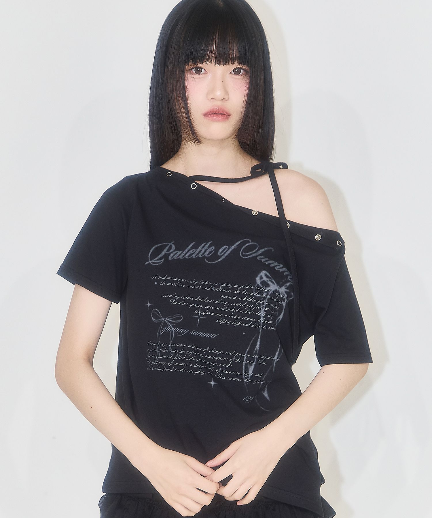 Tシャツ・カットソー ILLIGO Snap One Shoulder Overfit T-Shirt 5BMR0189 MUSINSA | ILLIGO Snap One Shoulder Overfit T-Shirt Black