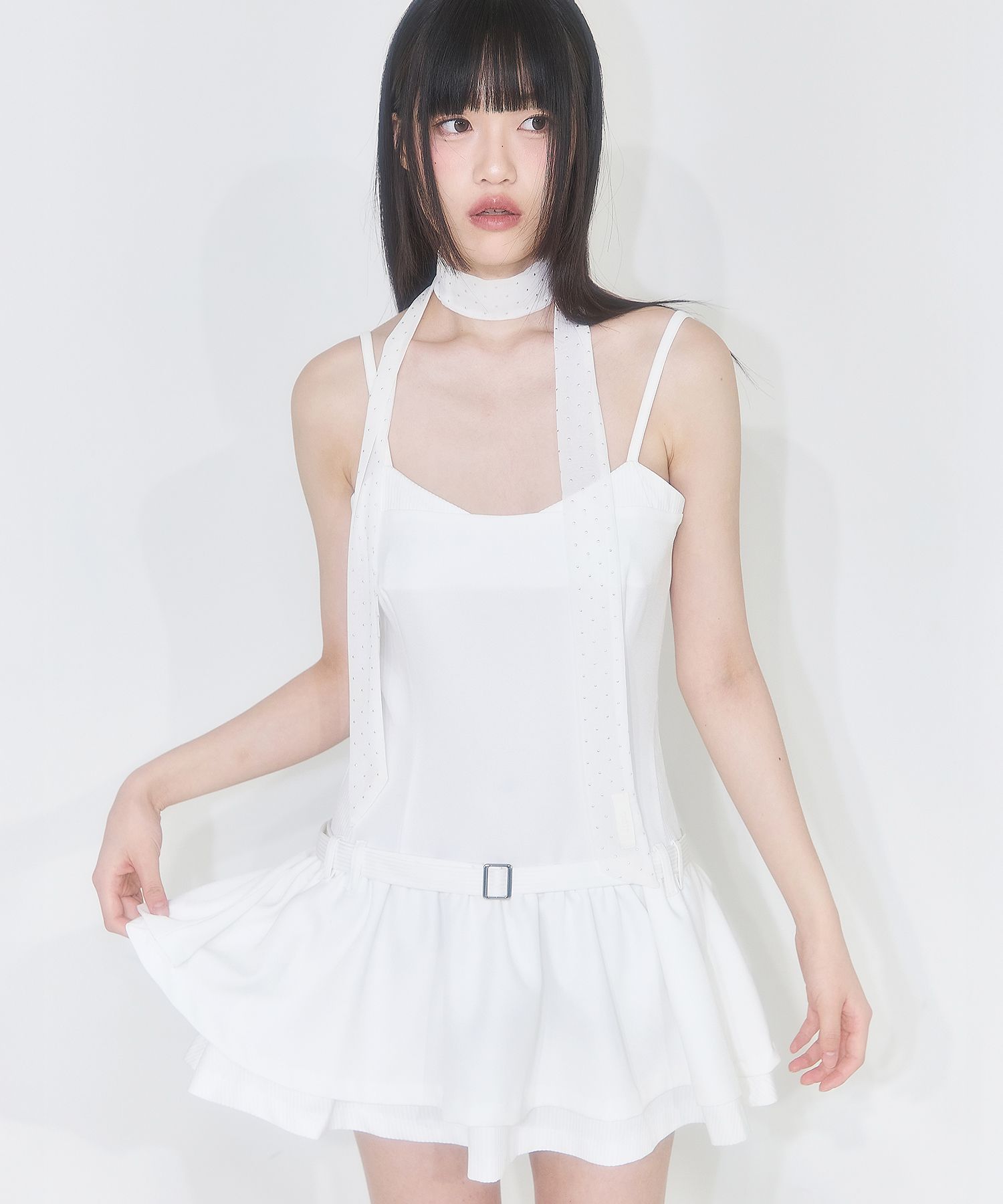 [ILLIGO] Striped color block ruffle one-piece dress /追跡付 MUSINSA | ILLIGO Striped color block ruffle one piece black