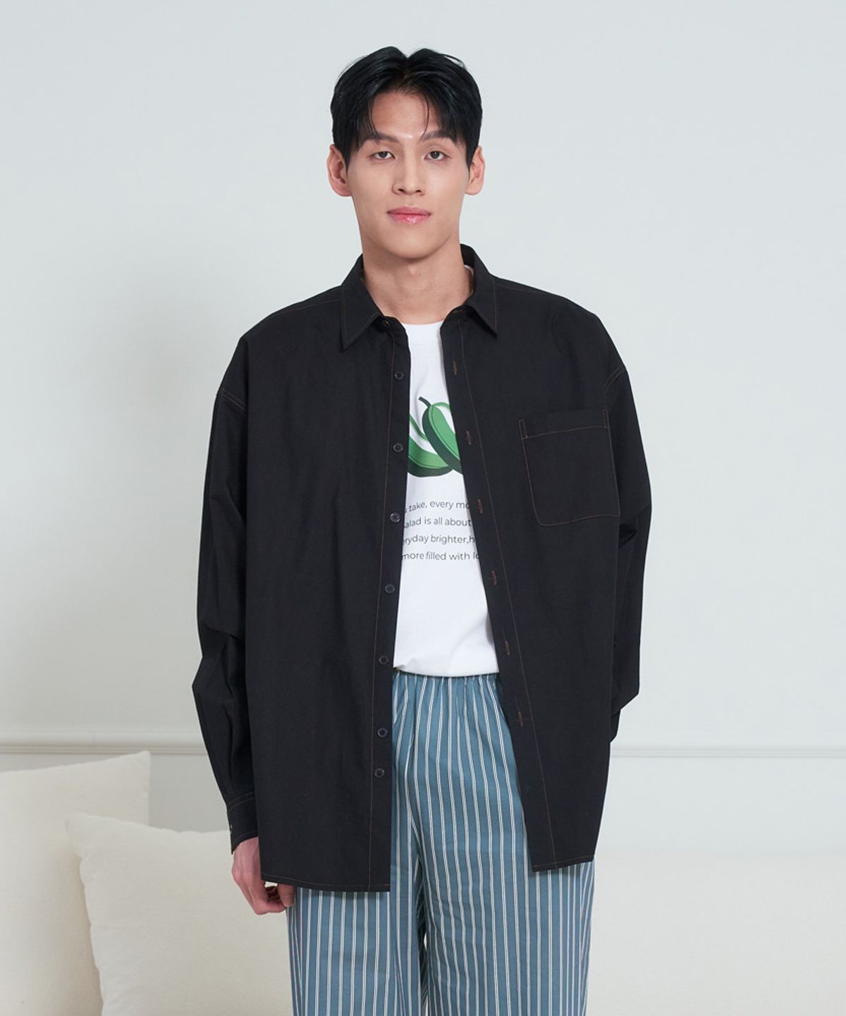 엘바이엘(LBYL) 맨즈 블랙 데일리 셔츠