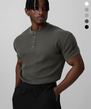 립브드 머슬핏 헨리넥 하프 슬리브_5color