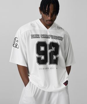 럭비 오버핏 메시 저지 하프 슬리브_화이트