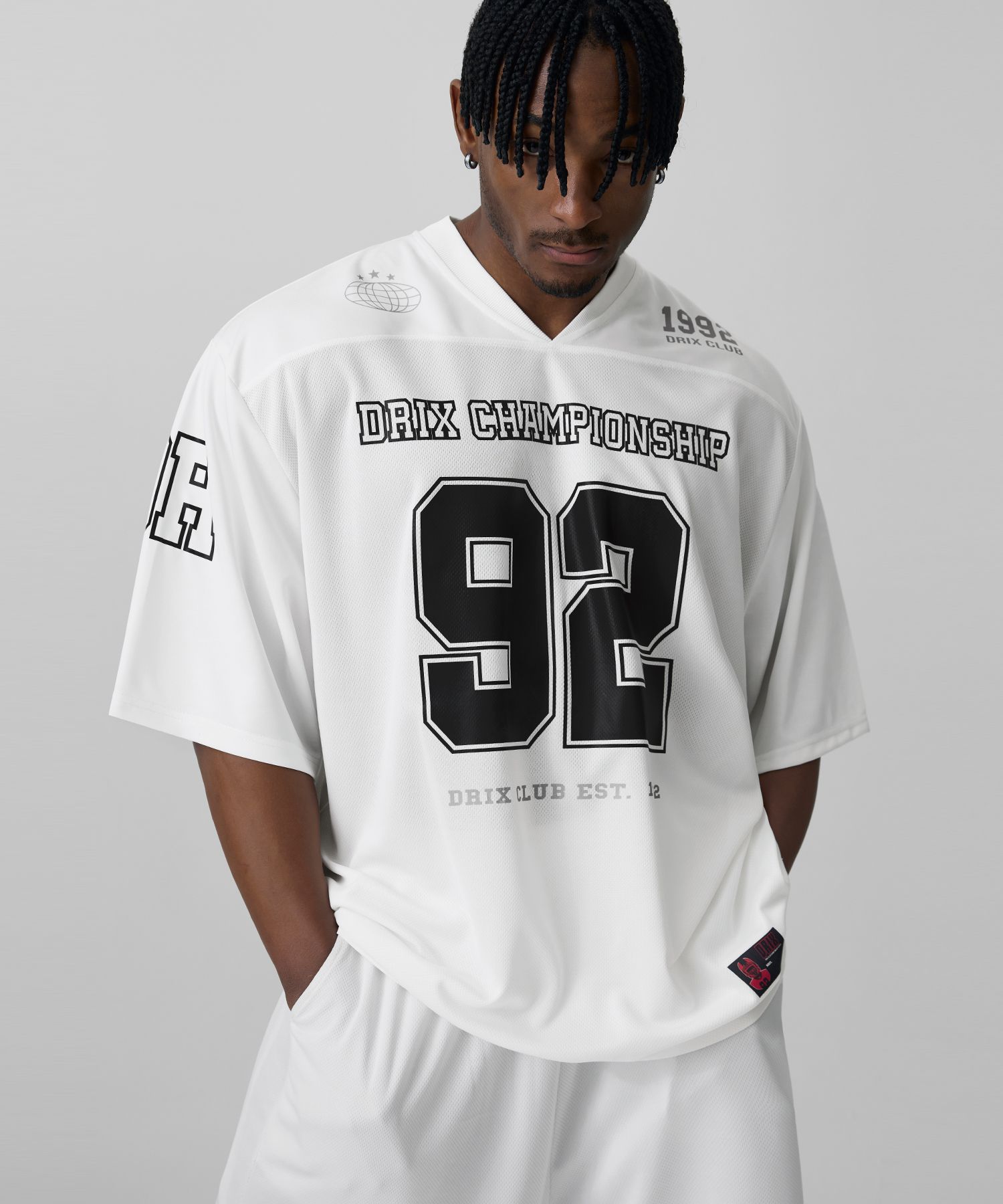 MUSINSA | DRIX Rugby Overfit Mesh Jersey Half Sleeve_White