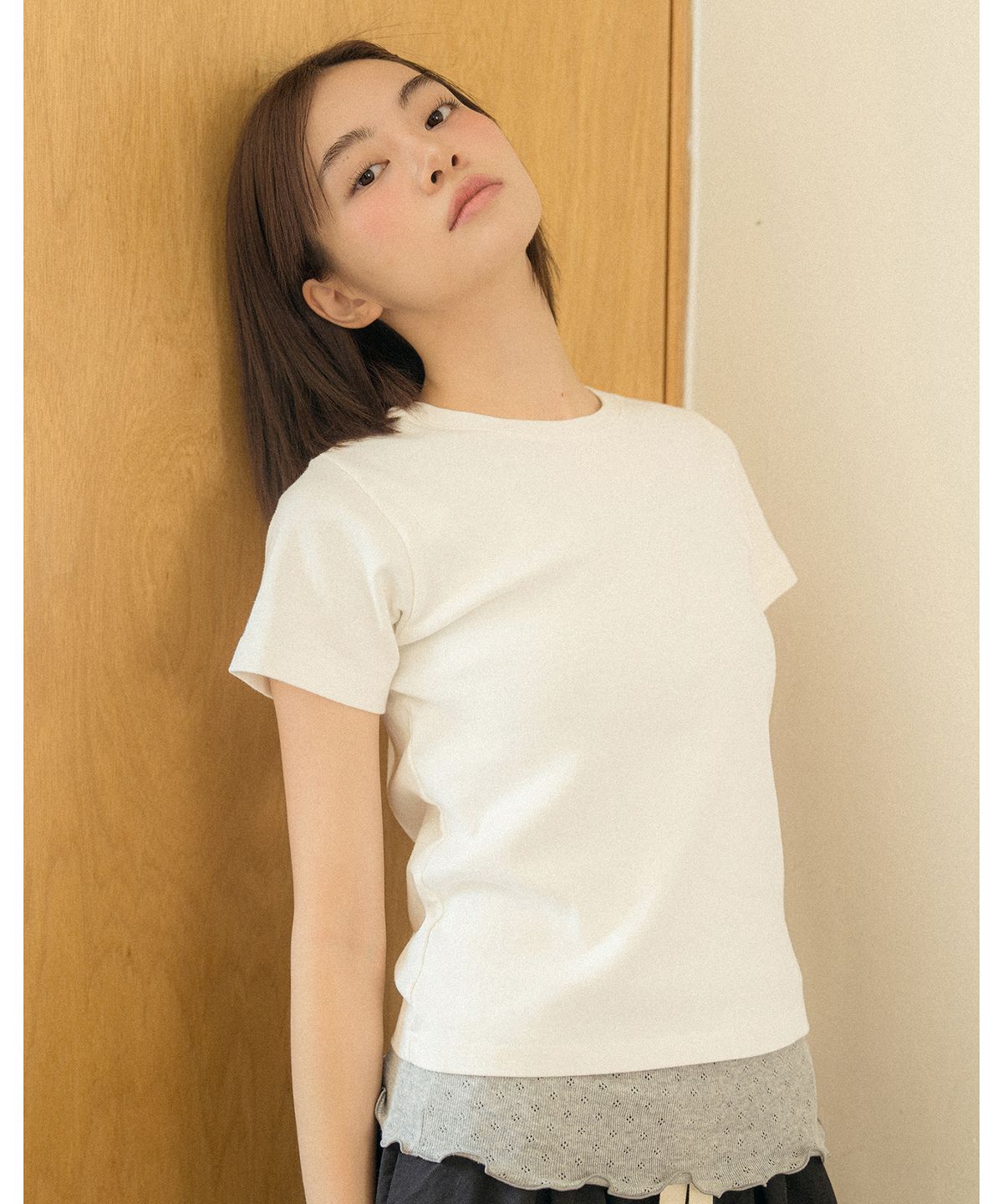 코튼벨(COTTON BELL) 데일리 핏 티셔츠 - Milk White