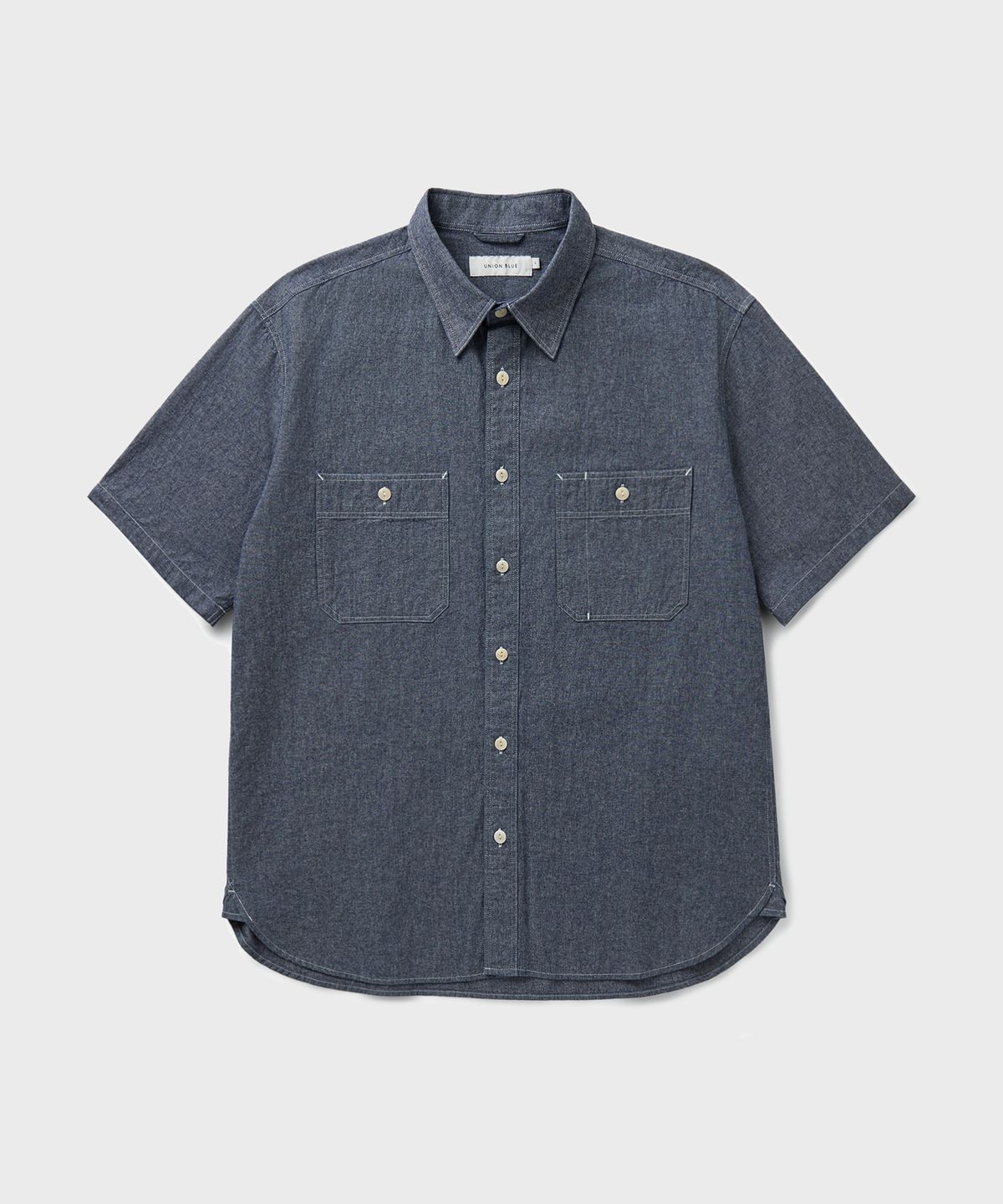 유니온블루(UNION BLUE) CHAMBRAY WORK HALF SHIRT [BLUE]