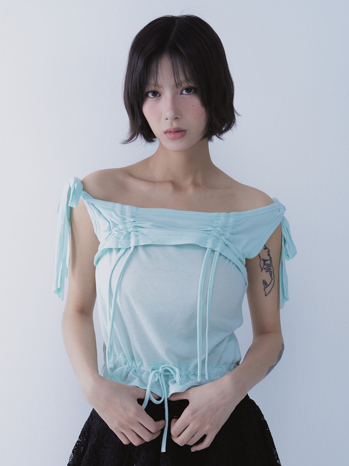 쎄쎄쎄(SETSETSET) RABBIT SHIRRING T-SHIRT MINT
