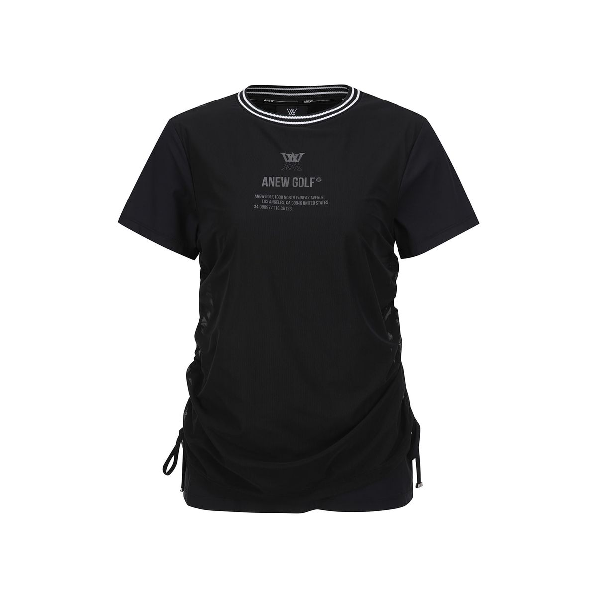 어뉴골프(ANEW GOLF) WOMEN SM LAYERED ROUND SHORT T-SHIRT_BK