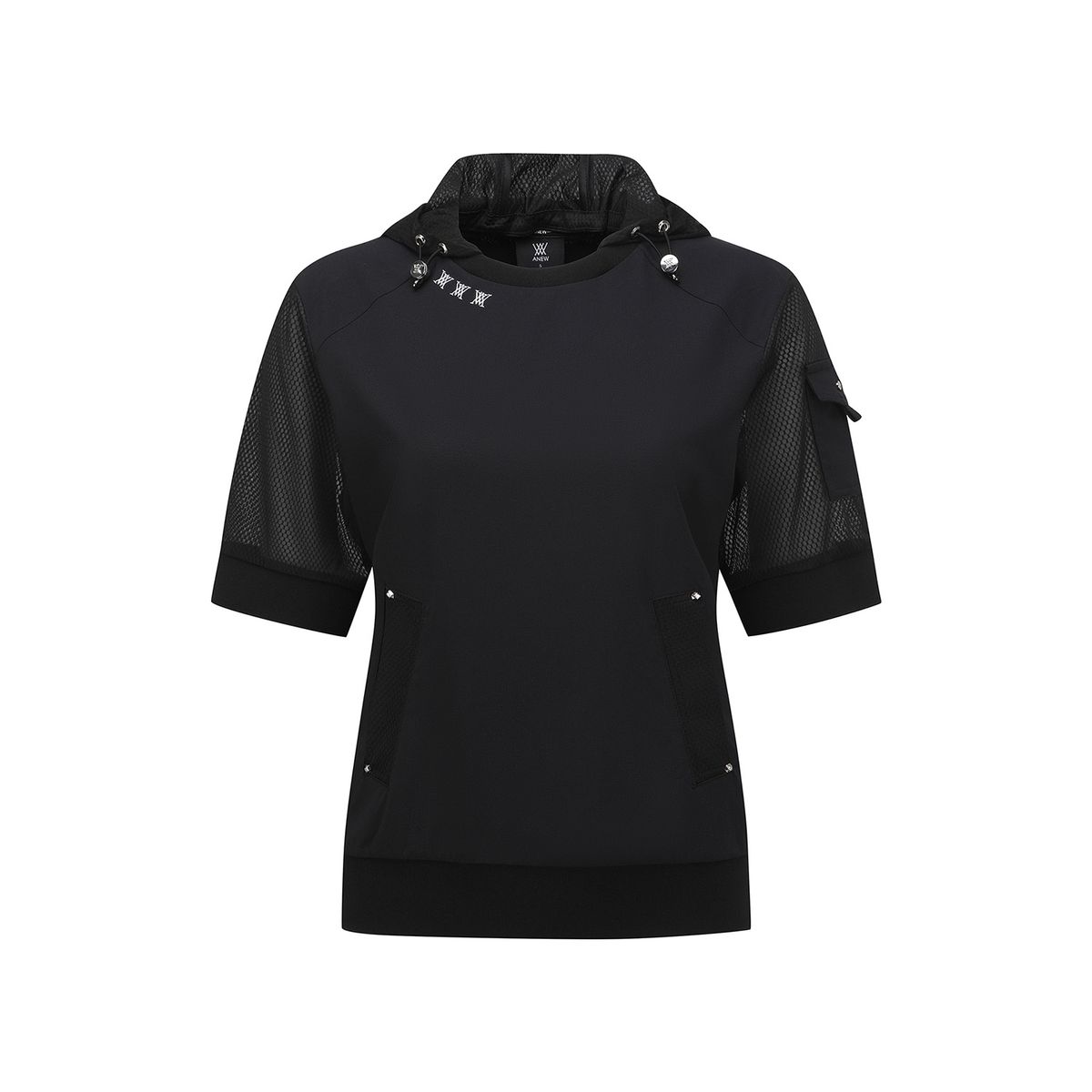 어뉴골프(ANEW GOLF) WOMEN SM HOODY POCKET SHORT T-SHIRT_BK