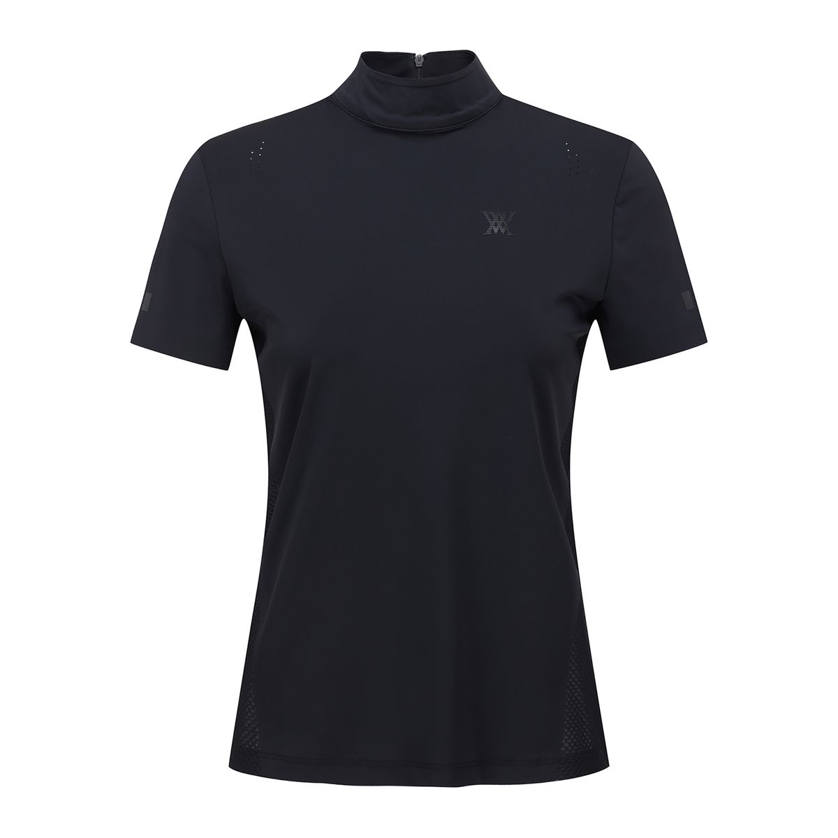 어뉴골프(ANEW GOLF) WOMEN SM BLACK FINISH MOCK NECK SHORT T-SHIRT_BK