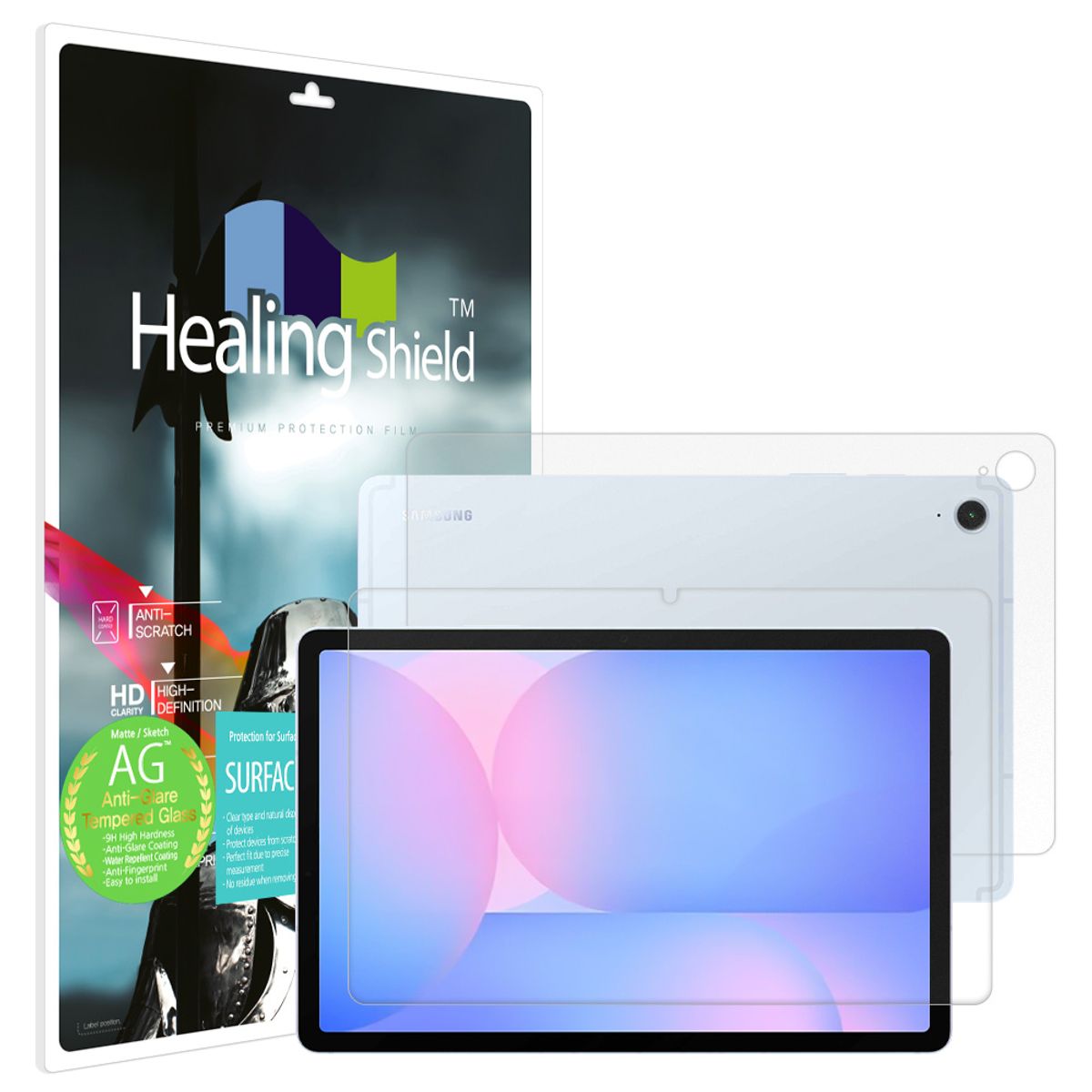 힐링쉴드(HEALINGSHIELD) 갤럭시탭S10 FE 저반사 강화유리필름1매 후면1매