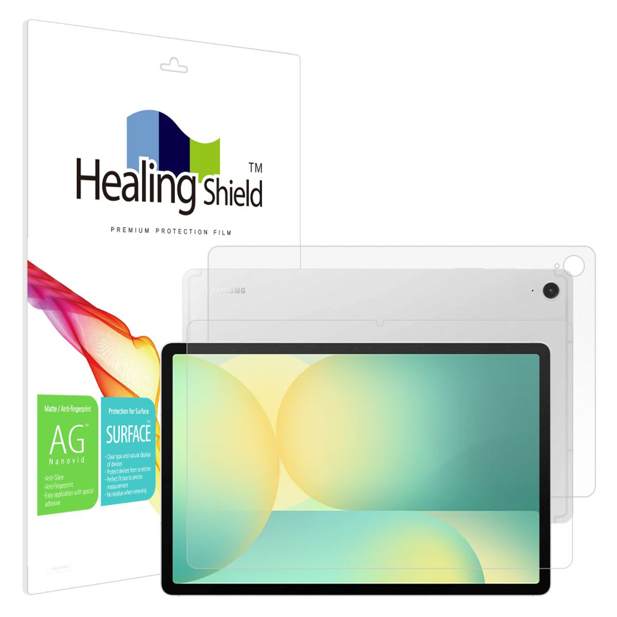 힐링쉴드(HEALINGSHIELD) 갤럭시탭S10 FE 플러스 저반사 지문방지 액정보호필름1매 후면1매