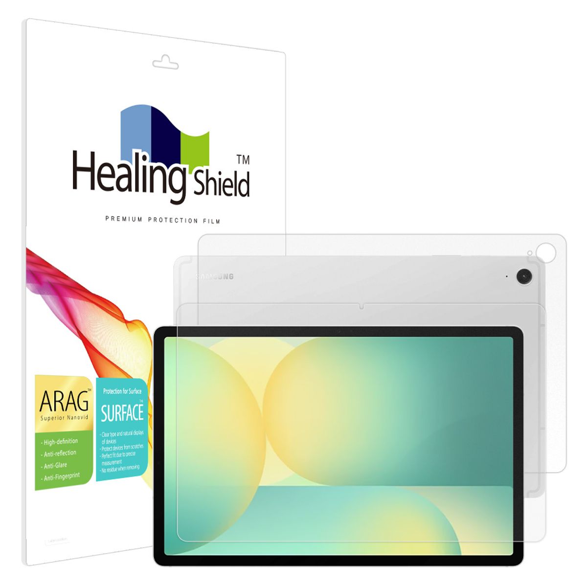 힐링쉴드(HEALINGSHIELD) 갤럭시탭S10 FE 플러스 ARAG 고화질 저반사 액정보호필름1매 후면1매