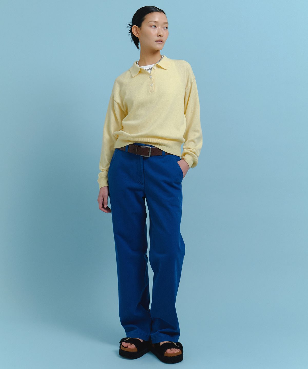 이울라이(IULAI) 바로 워싱 팬츠 블루