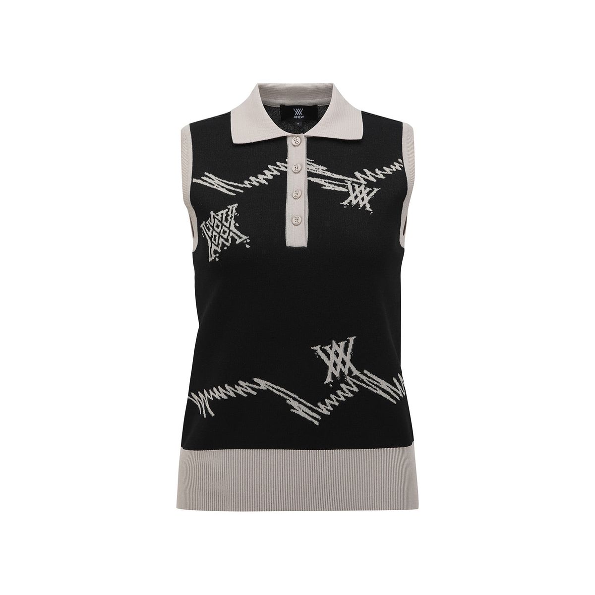 어뉴골프(ANEW GOLF) WOMEN SM LOGO PATTERN KNIT VEST_BK