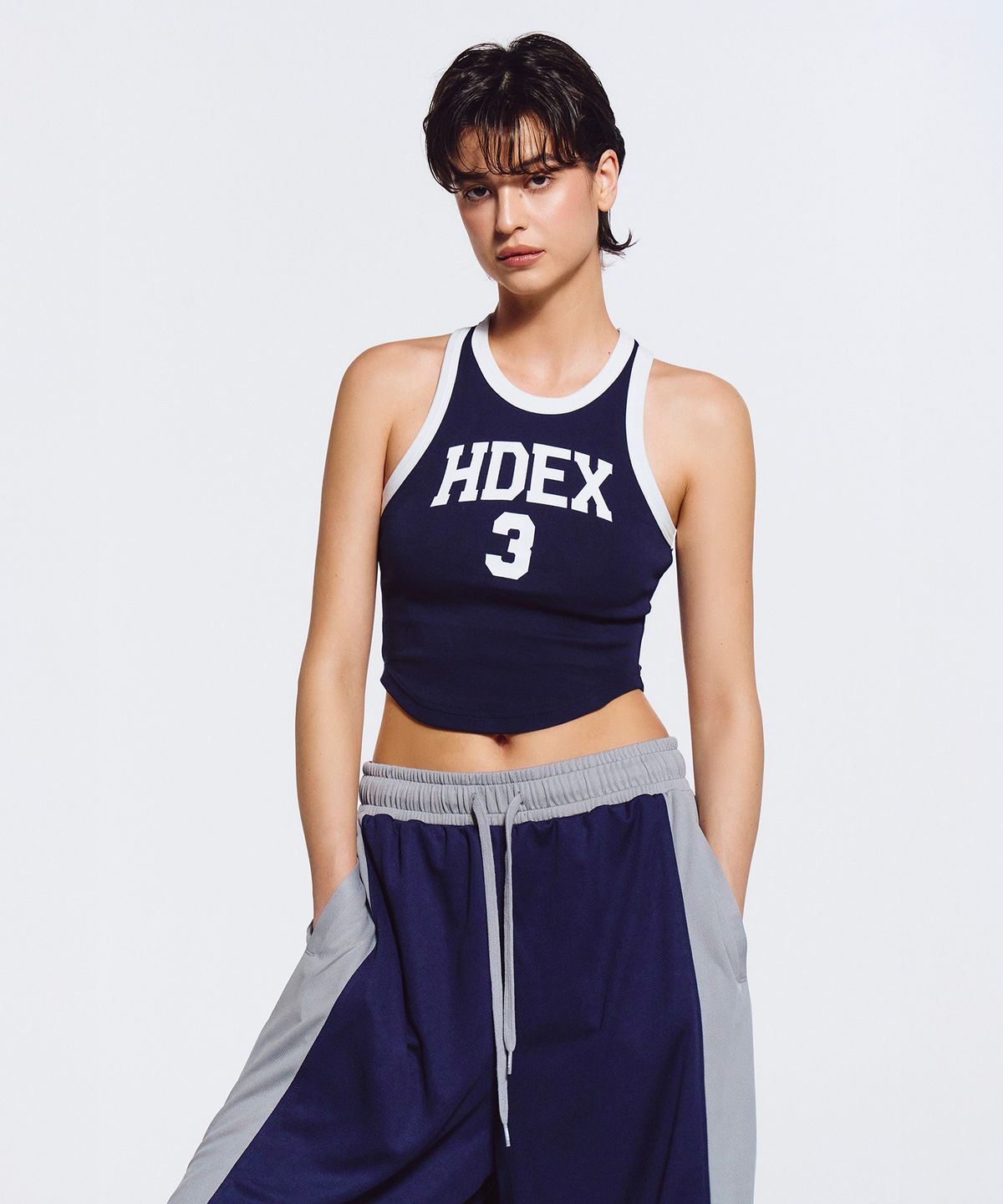 에이치덱스(HDEX) 우먼스 3 에디션 크롭 탱크탑 (Navy)