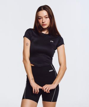 우먼스 소프트 슬림핏 숏 슬리브 (Black)