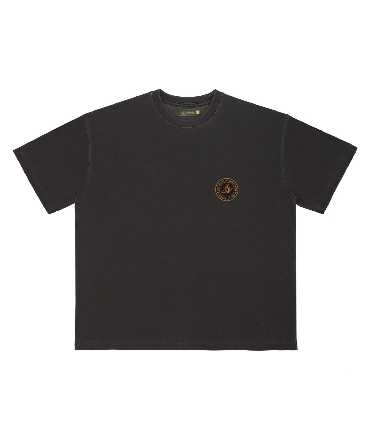 세러데이 레저 클럽(SATURDAY LEISURE CLUB) Pigment Dyed T-shirt(Unisex) / Small S.L.C Emblem -  Black