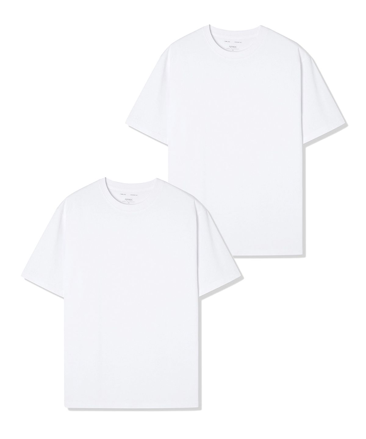 애드호크(ADHOC) 2PACK 남녀공용 베이직 반팔 티셔츠 (WHITE) (HBRST30)