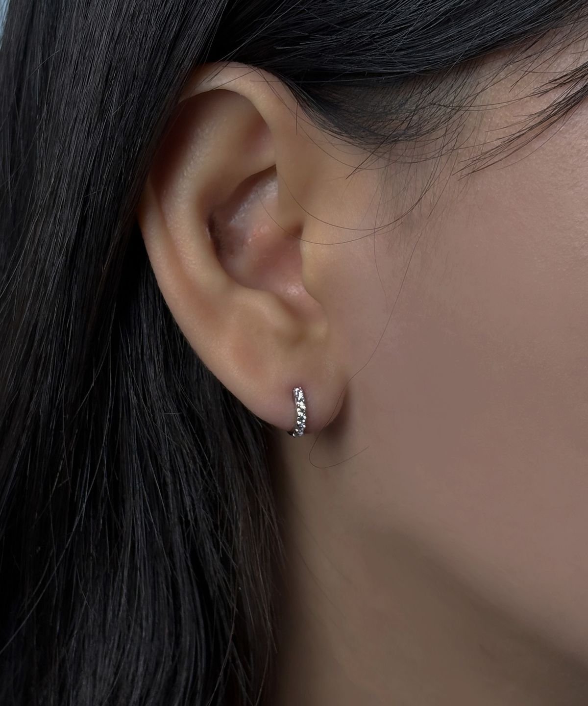 바라두(BARADU) [BARADU 925] Pave mini round hoop earrings - M