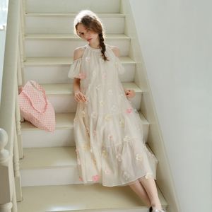 Cest_Flower shoulder cut out dress