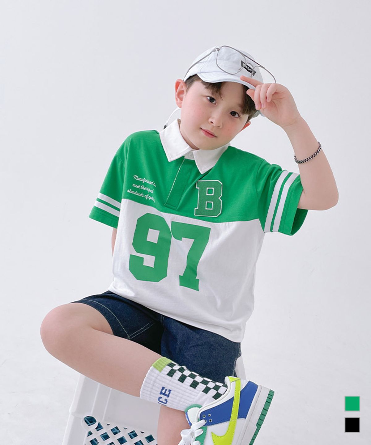 베리클로젯(BERRYCLOSET) 넘버 스포츠 카라 반팔티