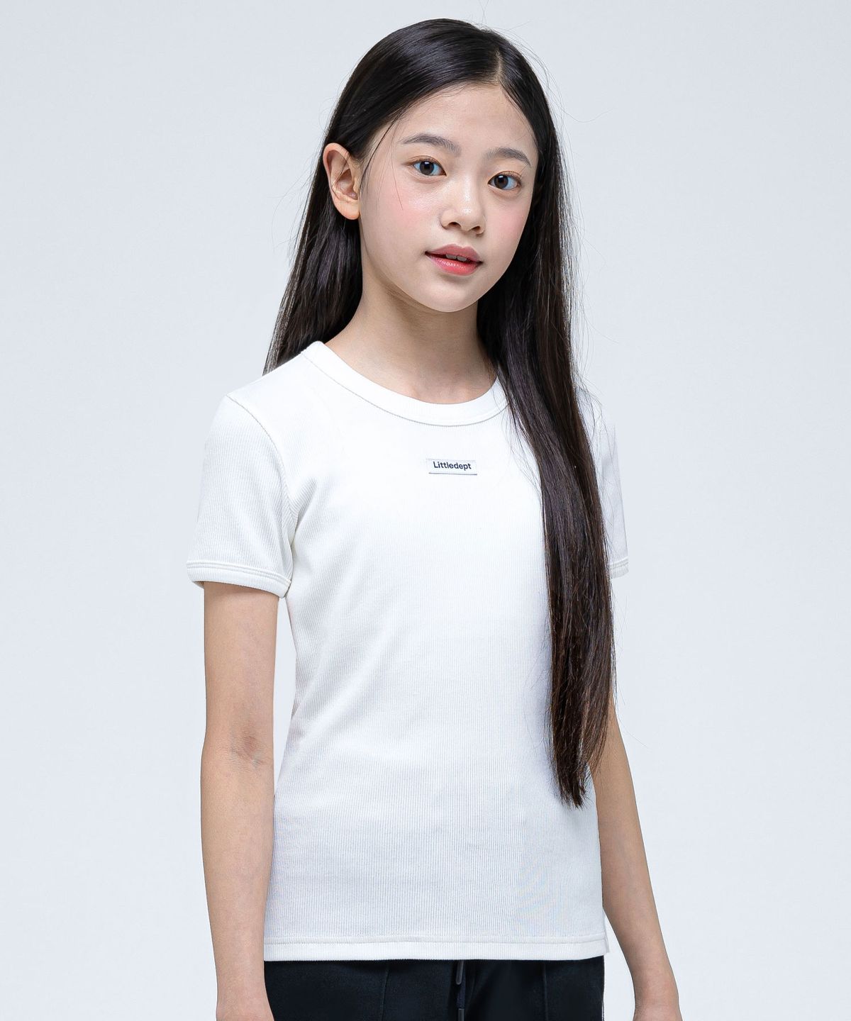 리틀뎁(LITTLE DEPT) 골지 슬림 티셔츠 White