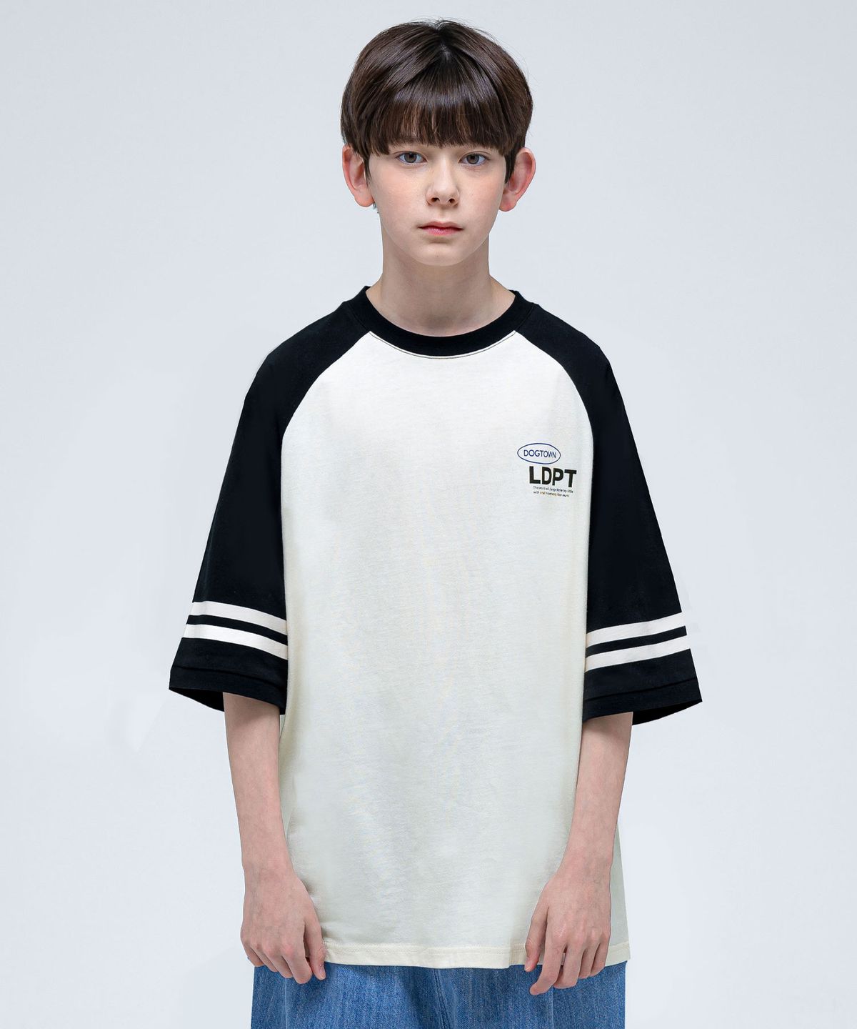 리틀뎁(LITTLE DEPT) 오예 7부 라글란 티셔츠 Black