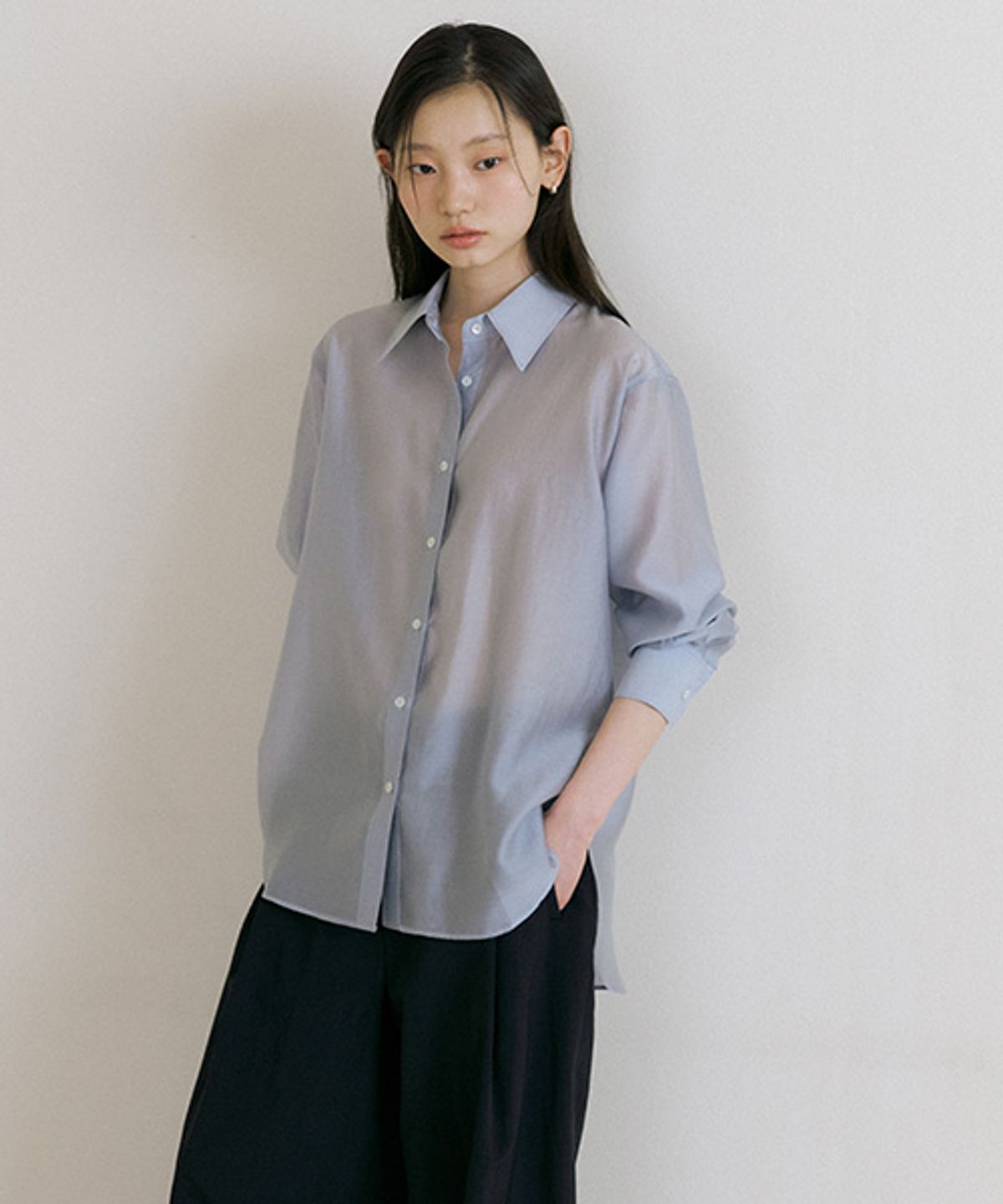 링서울(LINGSEOUL) tencel basic shirt-s.blue