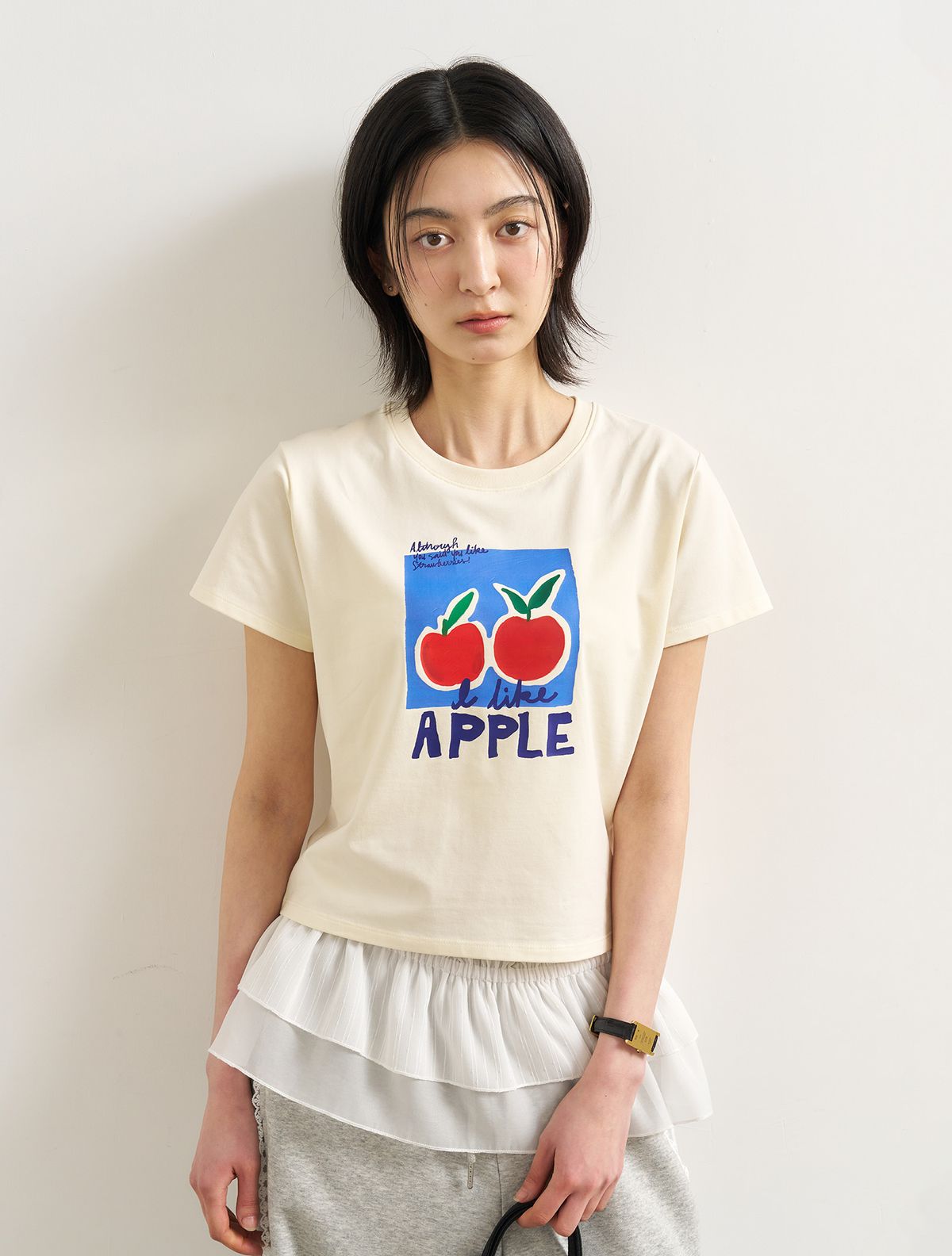 제너럴아이디어(GENERALIDEA) 후르츠 슬림핏 반팔티 [CREAM APPLE] / WBE2L01541