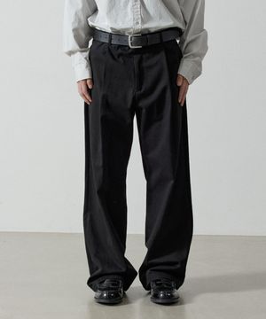 와이드 코튼 치노 팬츠 - 블랙
