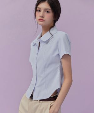 헤른 슬림 크롭 셔츠