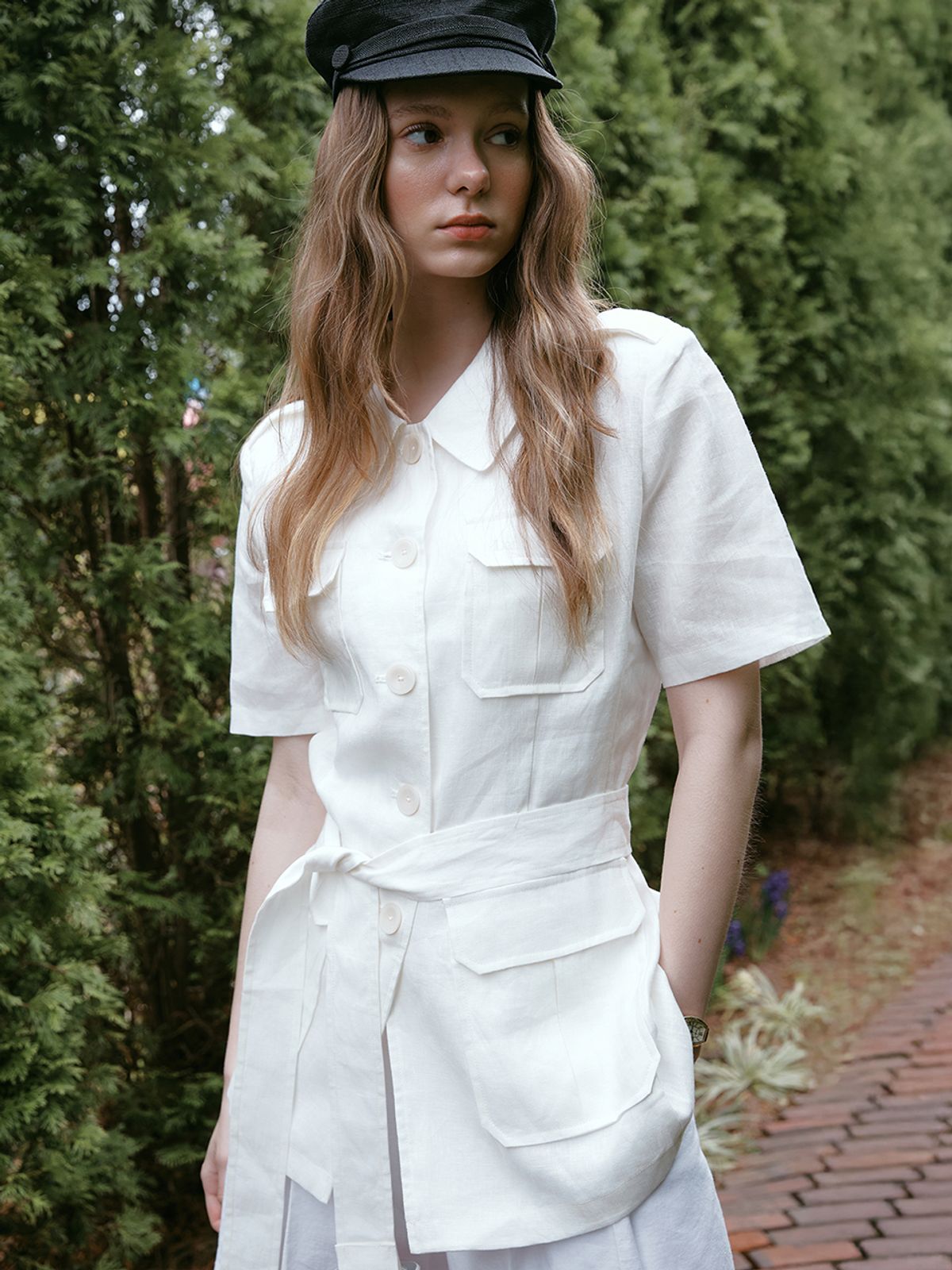르니나(LENINA) TARI linen half sleeve jacket_IVORY