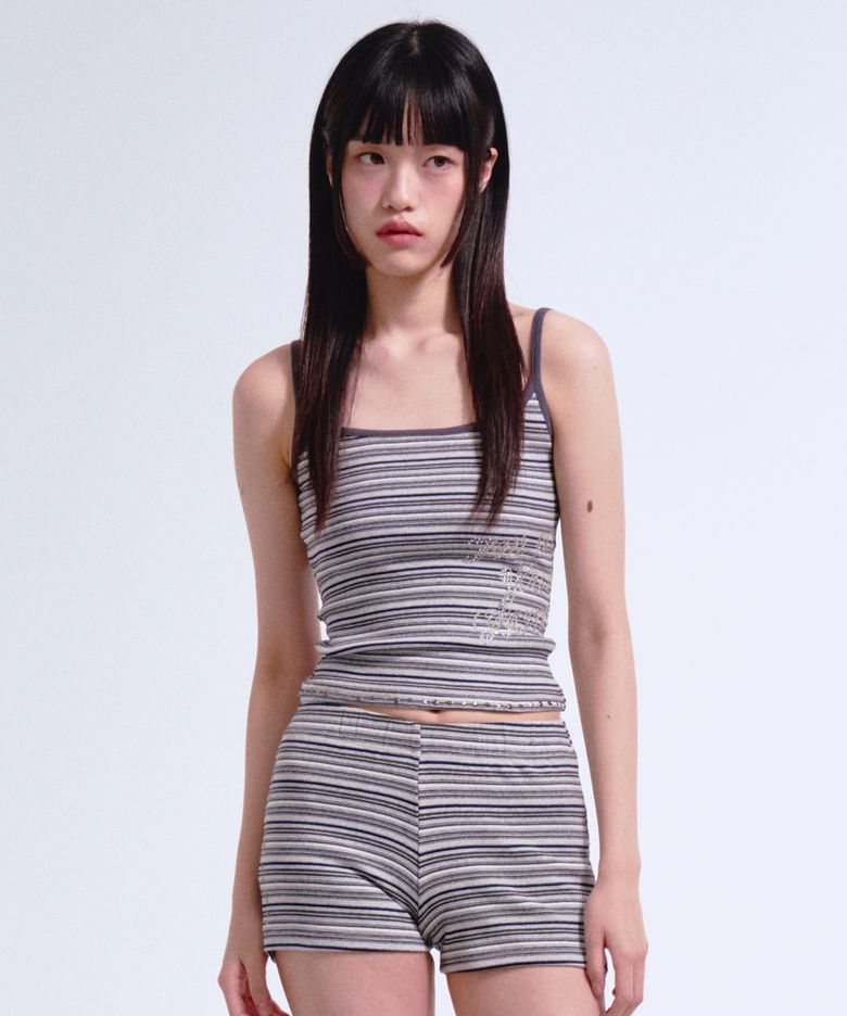 HOTFIX SLIM STRIPE SLEEVE LESS GRAY