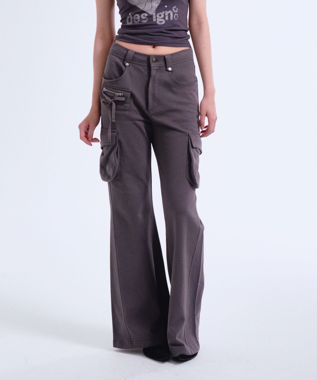 프렌다(PRENDA) BOOTS CUT CARGO POCKET PANTS CHARCOAL