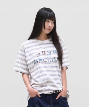 Grunge Bone Logo Stripe T