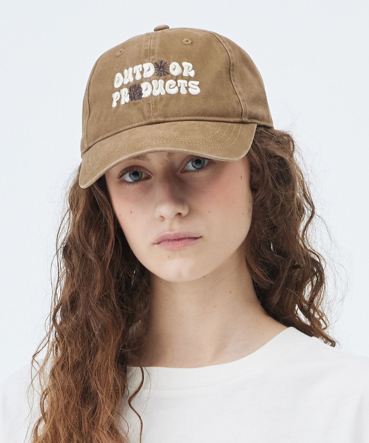 아웃도어 프로덕츠(OUTDOOR PRODUCTS) FLOWER LOGO WASHED BALL CAP (LIGHT BROWN)