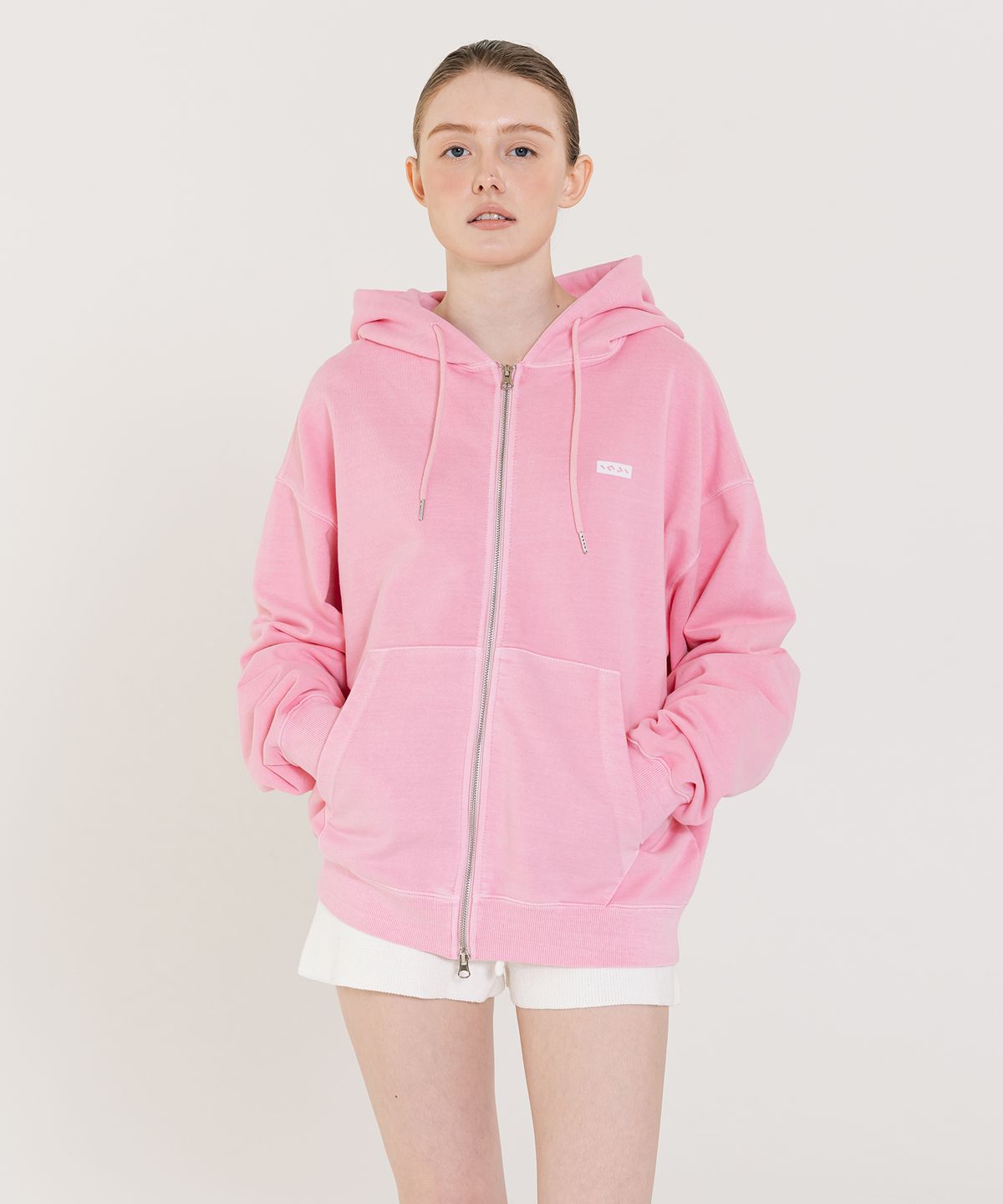 인지액티브(INJIACTIVE) Small Logo Pigment Full Hood Zip up 핑크