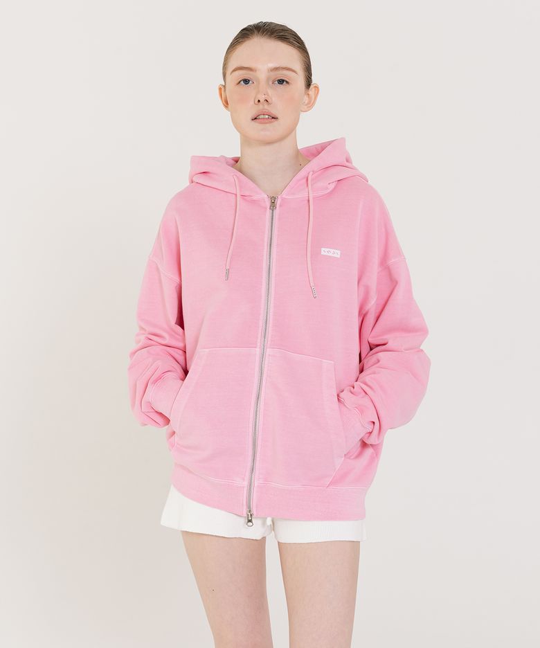 Small Logo Pigment Full Hood Zip up 핑크